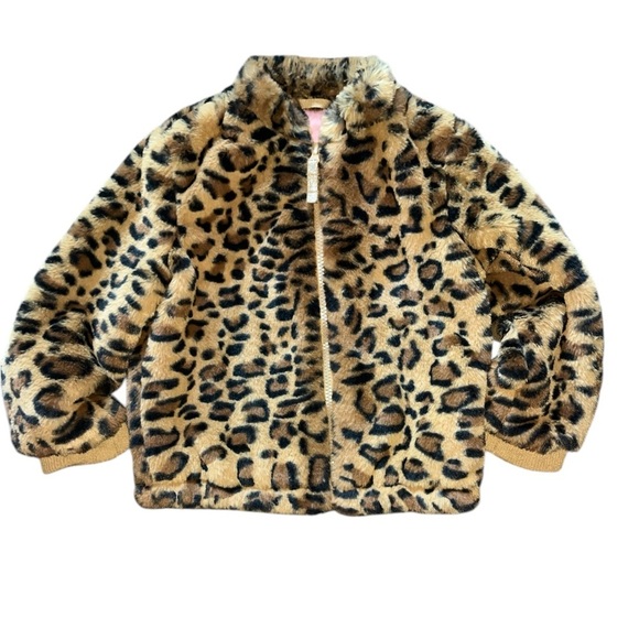Cat & Jack Girl's Leopard Velvet Velour Full Zip Up Jacket Size 4T Animal Print - Picture 6 of 9